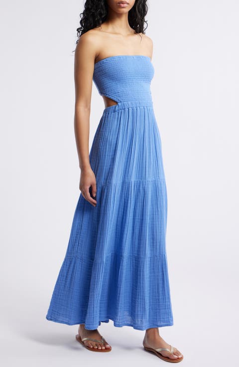 Premium Surf Strapless Cutout Maxi Dress