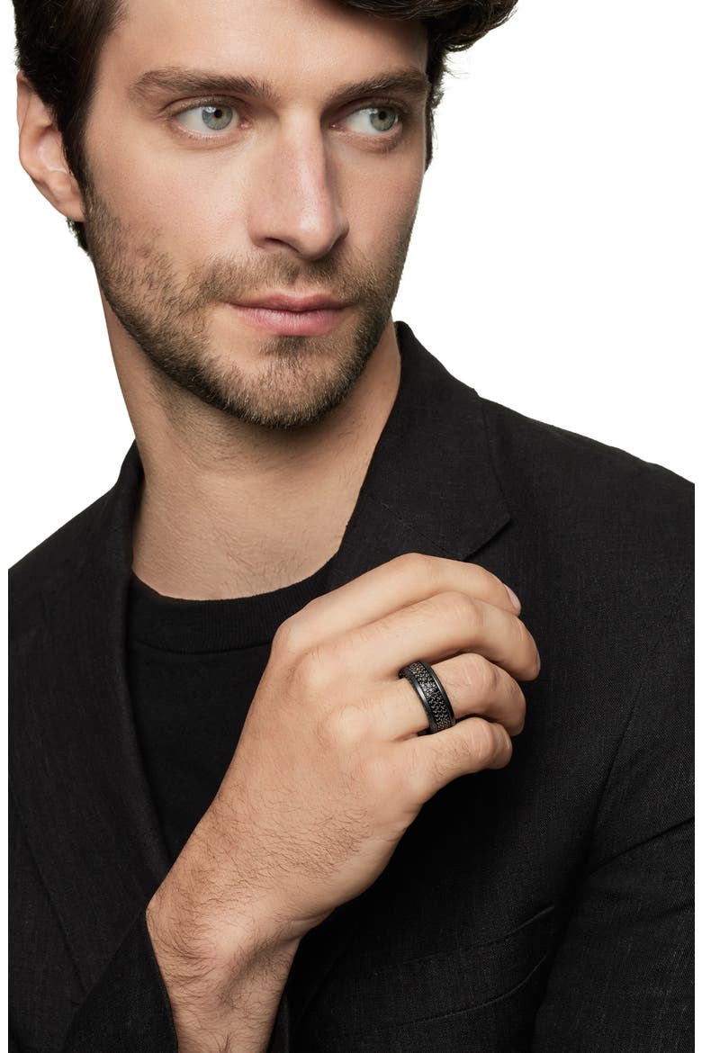 Streamline® 3-Row Titanium Band with Pavé Black Diamonds, Alternate, color, BLACK TITANIUM/ BLACK DIAMOND