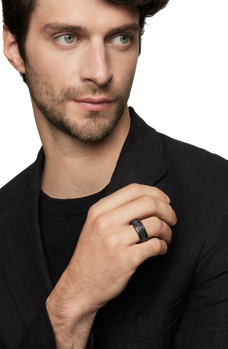 David Yurman Streamline<sup>®</sup> 3-Row Titanium Band with Pavé Black Diamonds, Alternate, color, Black Titanium/ Black Diamond