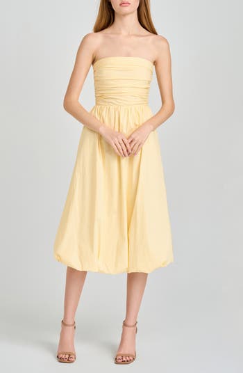 WAYF Katherine Bubble Hem Stretch Cotton Midi Dress | Nordstrom
