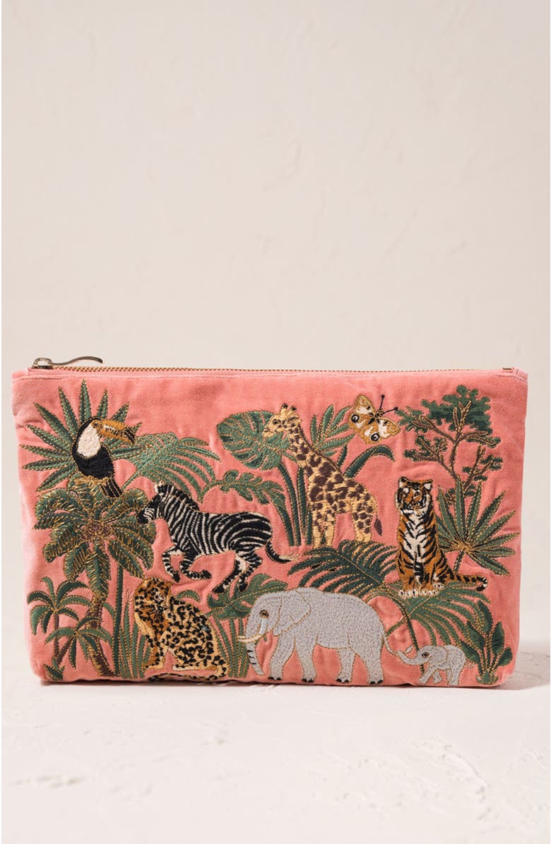 Elizabeth Scarlett World Wildlife Velvet Everyday Pouch, Main, color,