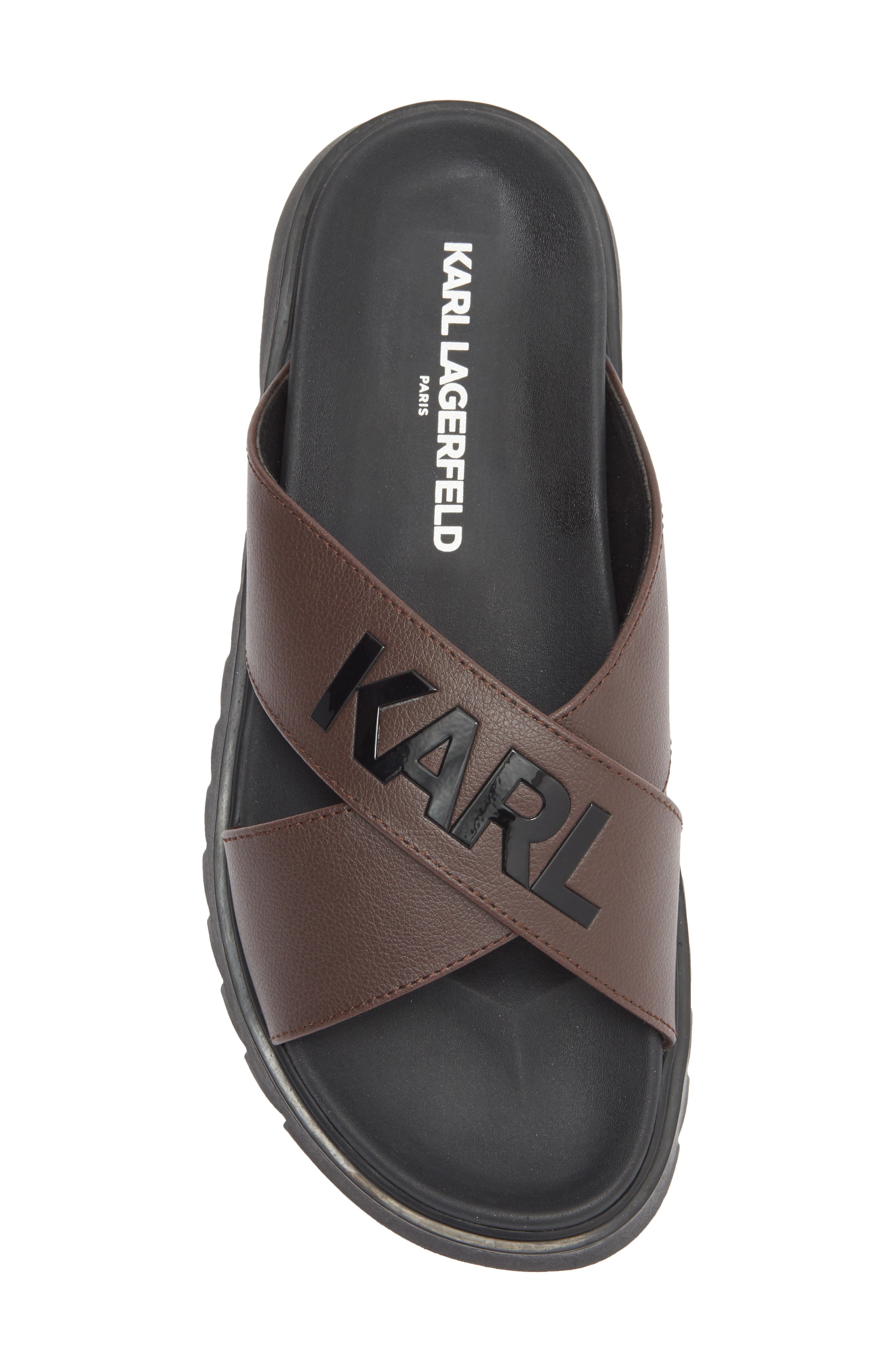 Logo Crisscross Slide Sandal, Alternate, color, BROWN