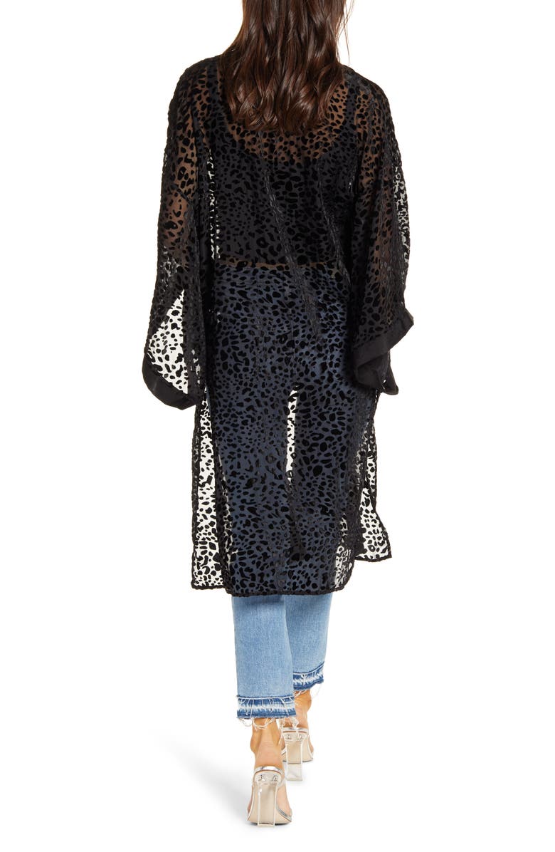 4SI3NNA Lorenza Burnout Velvet Leopard Pattern Long Jacket, Alternate, color, 