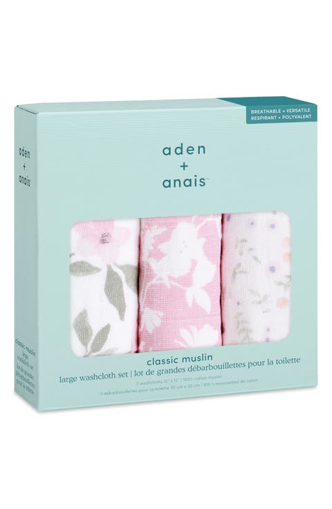 3-Pack Assorted Cotton Muslin Washcloth Set
