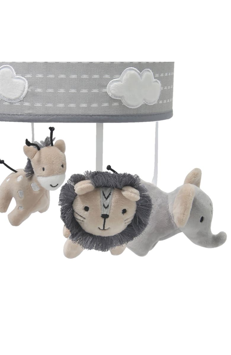 Lambs & Ivy Jungle Safari Elephant/Lion/Giraffe Musical Baby Crib Mobile Toy, Alternate, color, Gray