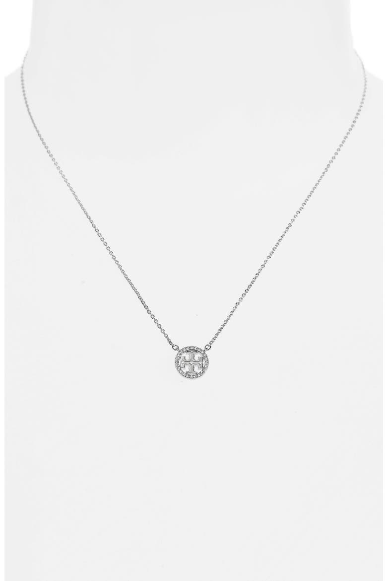 Icon Pavé Pendant Necklace, Alternate, color, TORY SILVER/ CRYSTAL