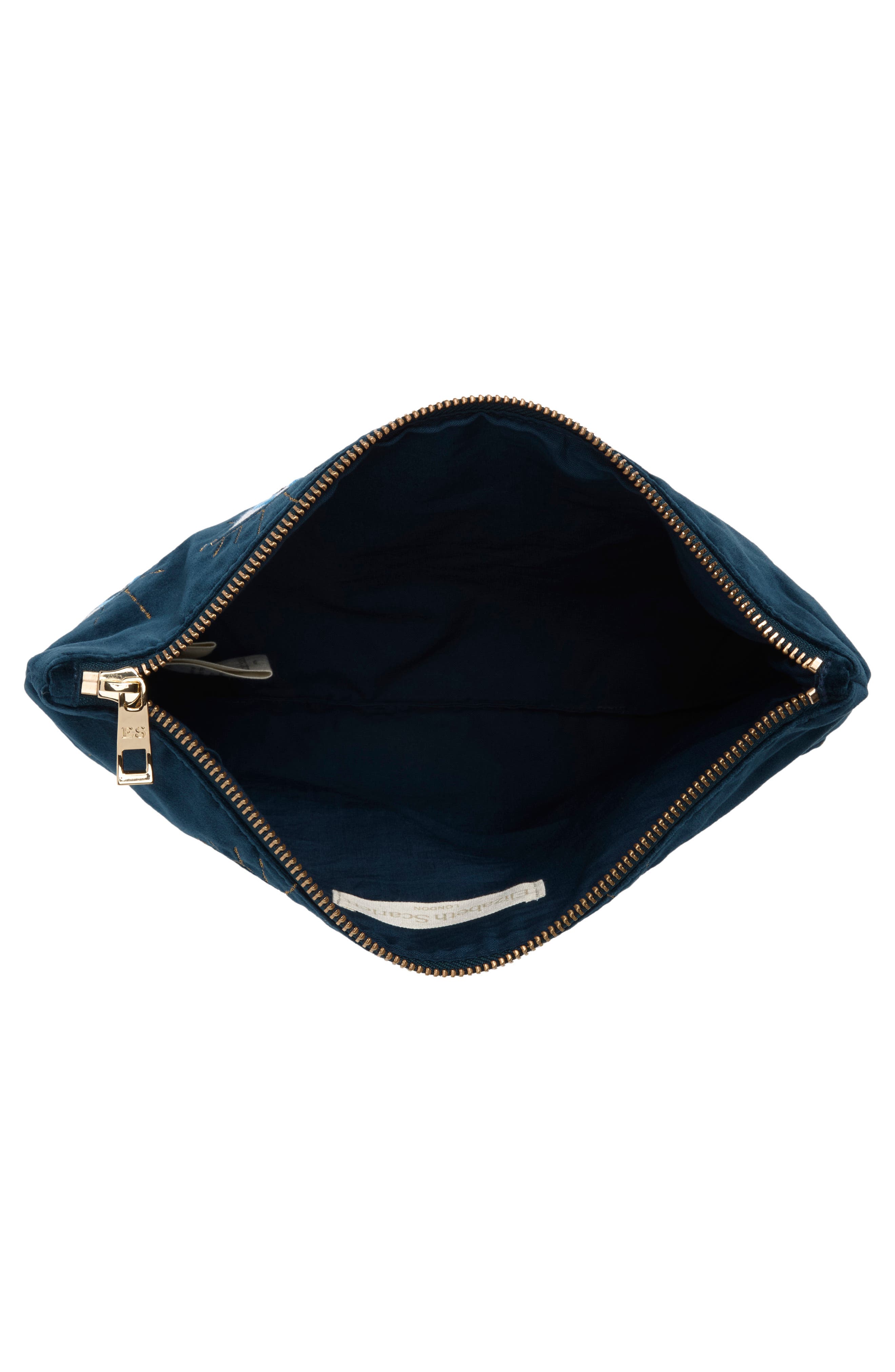 Mystical Eye Everyday Velvet Pouch, Alternate, color, INK BLUE