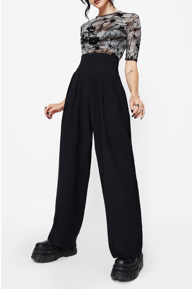 Brenna Corset Wide Leg Trouser, Alternate, color, Black