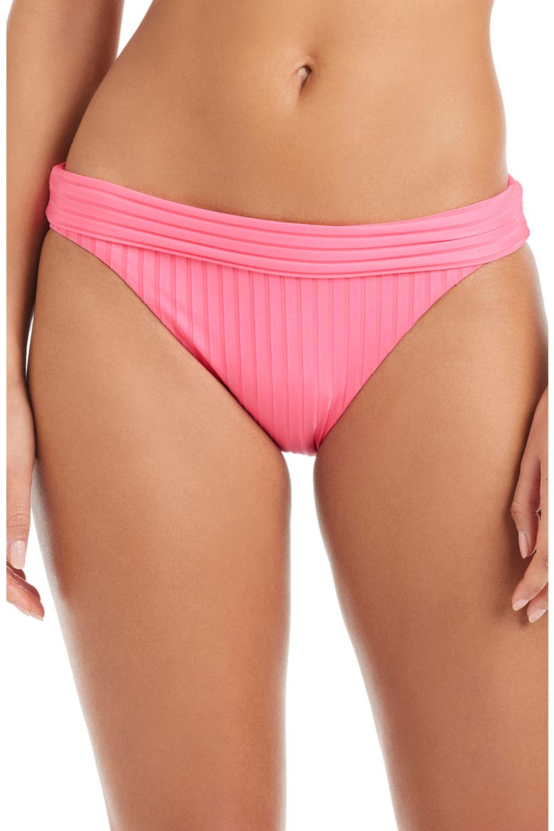 Banded Rib Hipster Bikini Bottoms, Main, color, BLOOM PINK
