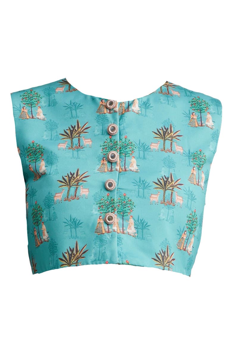 holiCHIC Garden Print Vest, Alternate, color, Blue