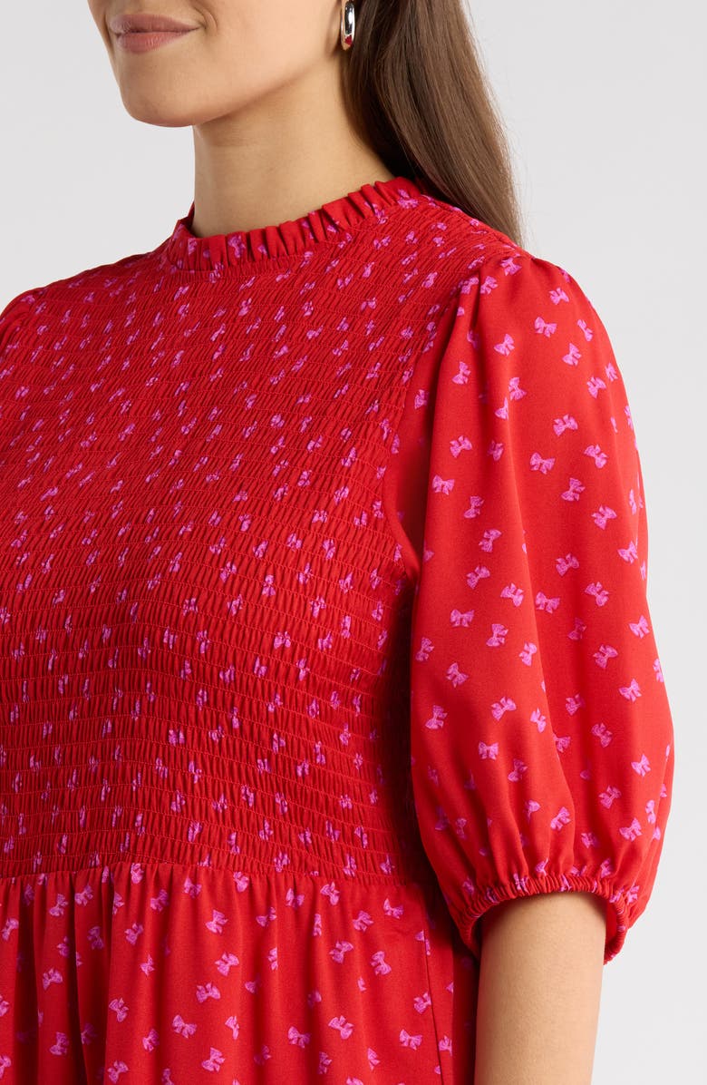 SUGARLIPS Tayla Bow Print Dress, Alternate, color, Red-Fuch-Multi