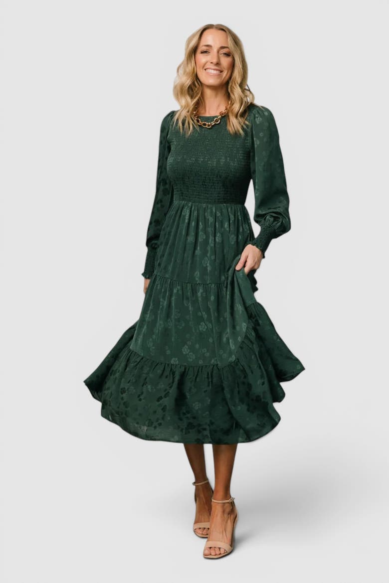 Stockholm Smocked Dress, Main, color, Dark Green