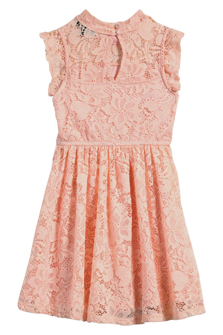 Kids' Flutter Sleeve Lace Party Dress, Alternate, color, PINK