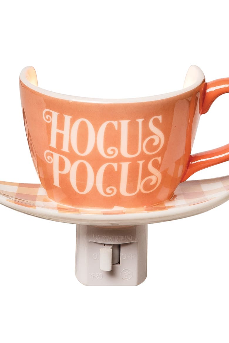 Hocus Pocus Halloween Decorative Night Light Teacup Figurine Decoration, Alternate, color, Orange