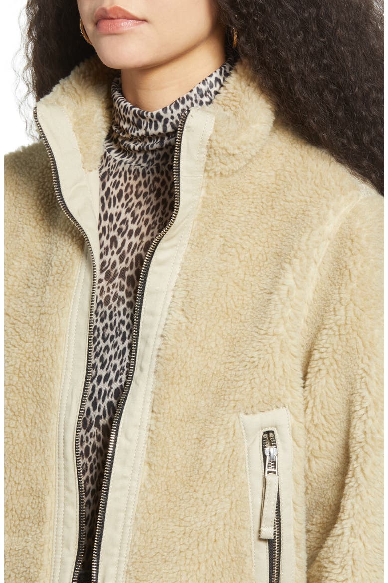 Contrast Panel Fleece Jacket, Alternate, color, STONE