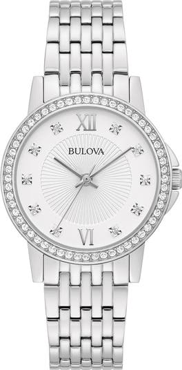 Crystal Embellished Three Hand Quartz Bracelet Watch, 32mm