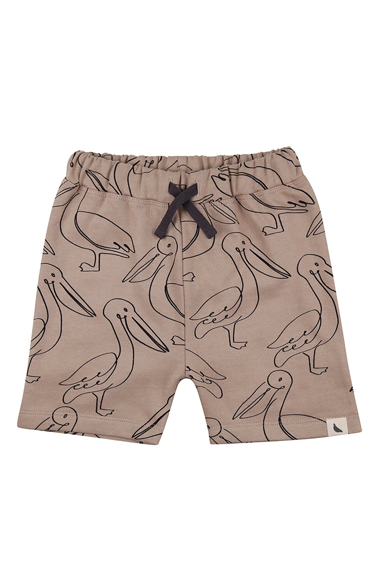 Turtledove London Kids Organic Cotton Pelican Print Shorts in Stone 