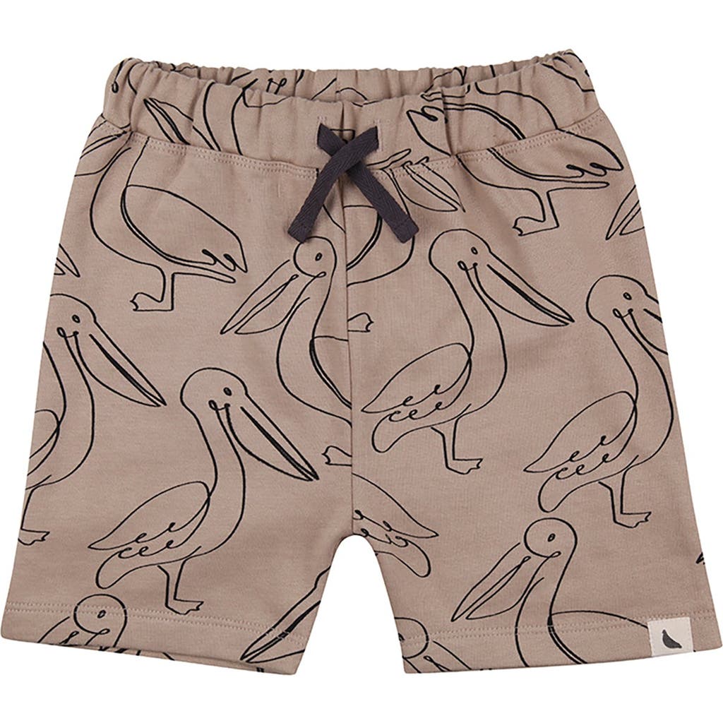 Turtledove London Kids Organic Cotton Pelican Print Shorts In Brown