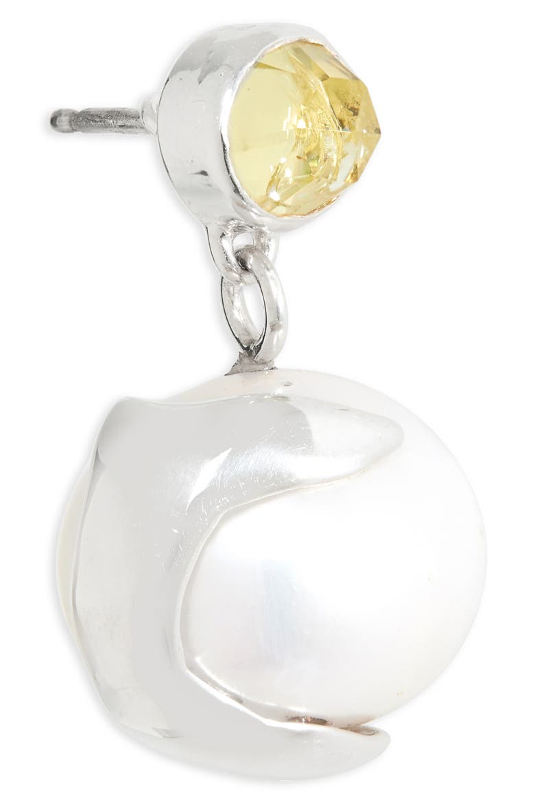Pomme Pearl Drop Earrings, Alternate, color, STERLING SILVER/LEMON QUARTZ