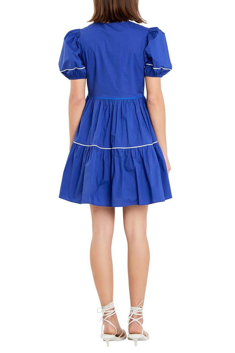 Tiered Cotton Dress, Alternate, color, NAVY MULTI