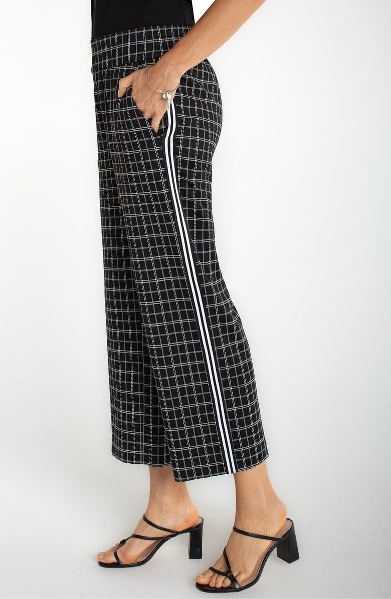 Liverpool Los Angeles Mabel Plaid Pull-On Crop Wide Leg Pants, Alternate, color, Black White Plaid