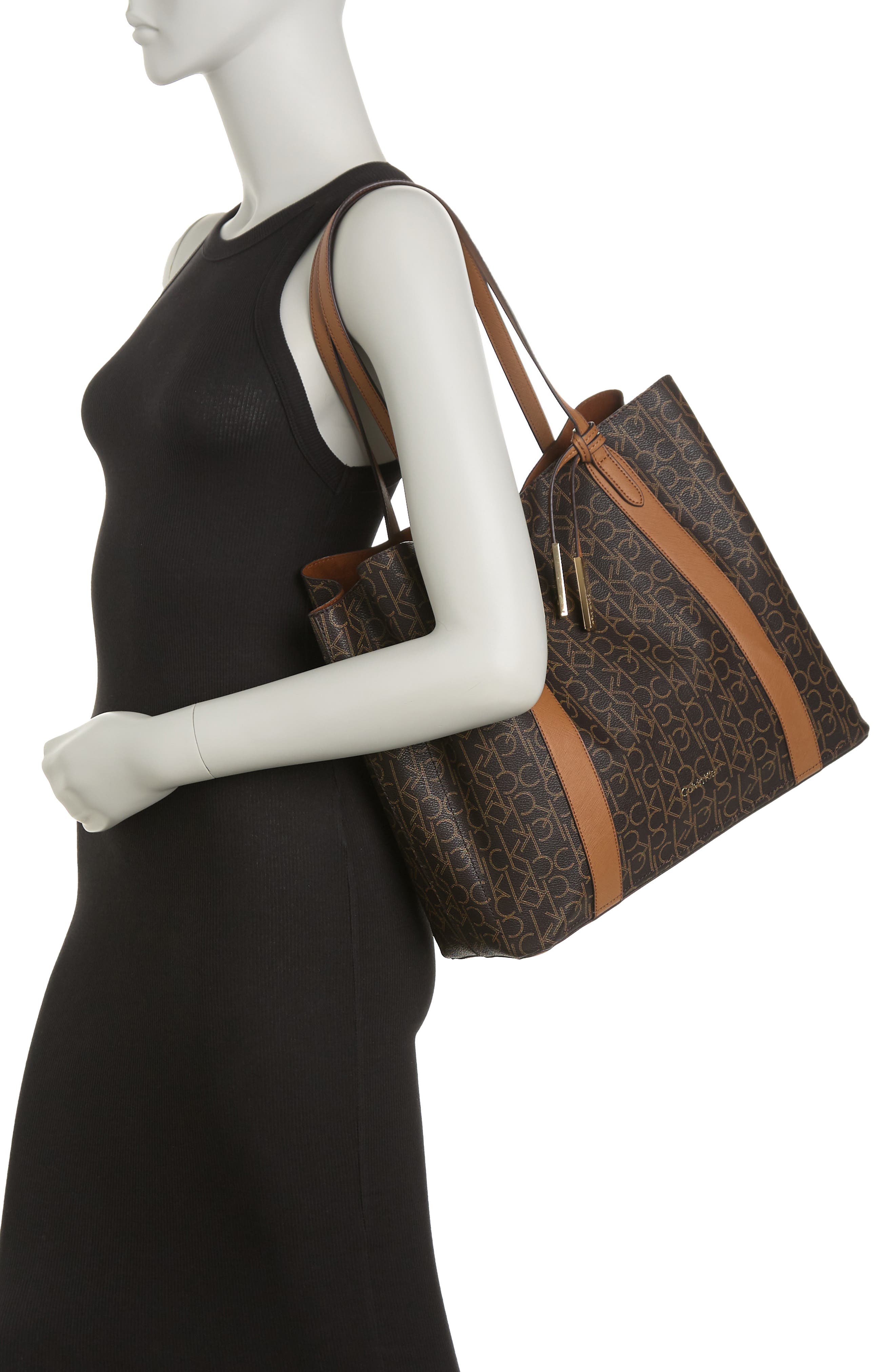 Calvin Klein Pindot Logo Tote, Alternate, color, 