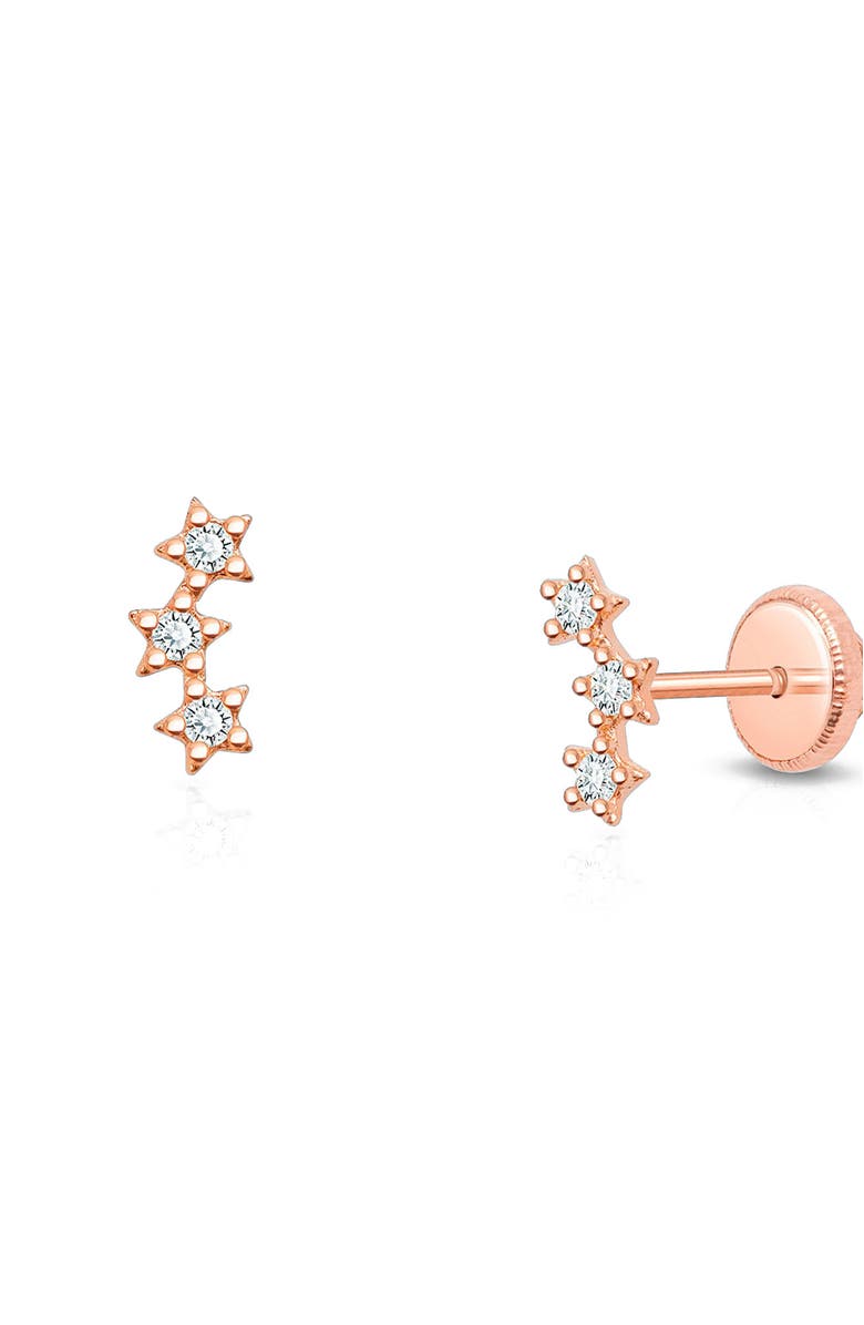 Tiny Blessings 14K Gold Lucky Stars Studs Screw Back Earrings, Main, color, 14K Rose Gold