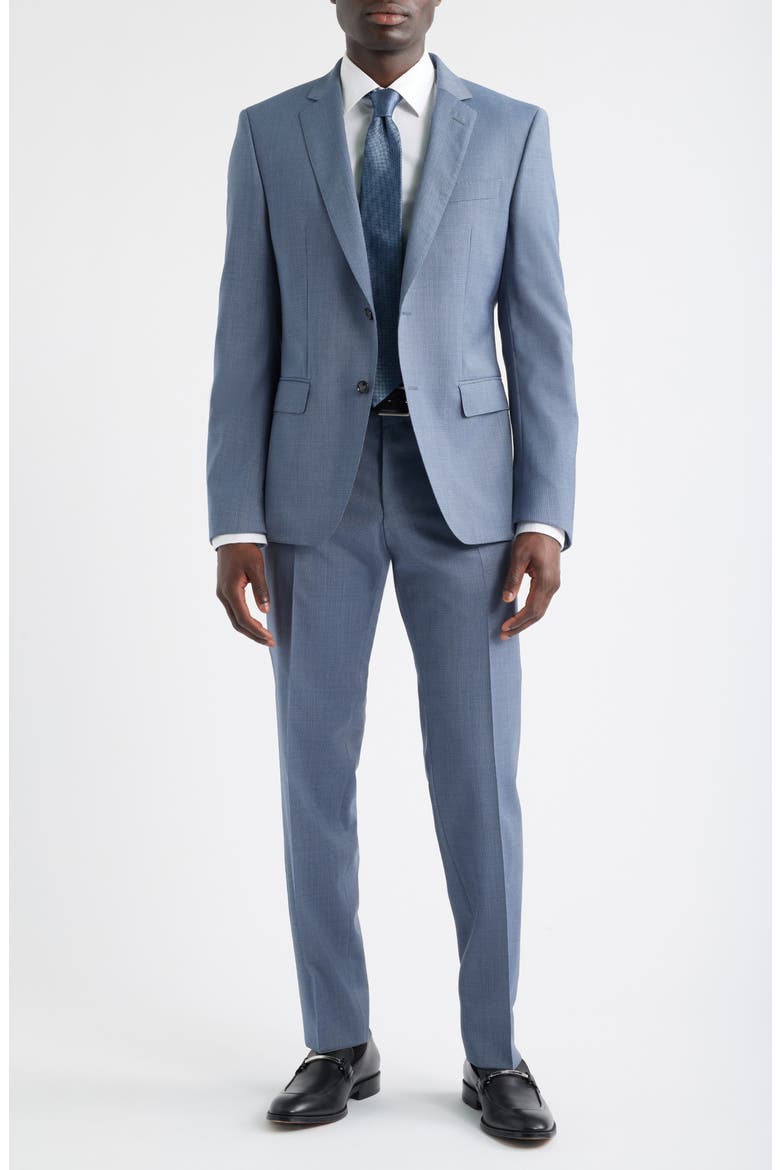 Huge Slim Fit Blue Microcheck Wool Suit, Main, color, OPEN BLUE