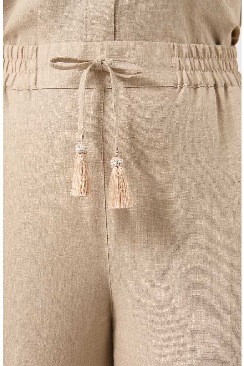 Mrs. Comma Wide Leg Flax Linen Pants, Alternate, color, SAND
