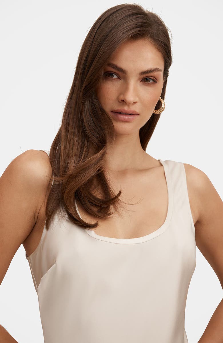 Ever New Coco Bias Cut Satin Tank Dress, Alternate, color, Oyster