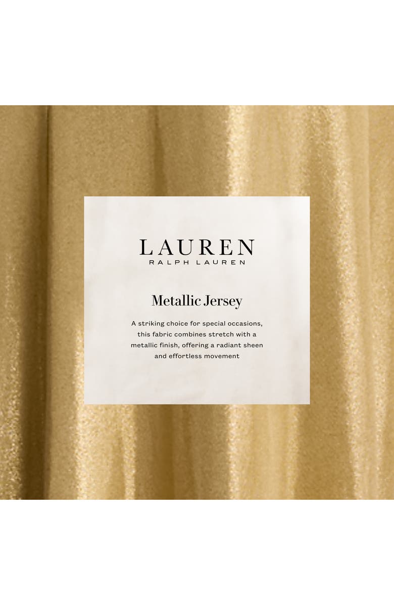 Lauren Ralph Lauren Nadira Metallic Long Sleeve Jersey Gown, Alternate, color, Relic Gold/ Gold Foil