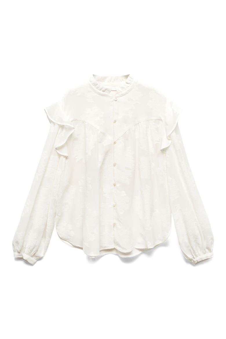 Floral Embroidered Semisheer Button-Up Shirt, Alternate, color, LIGHT BEIGE