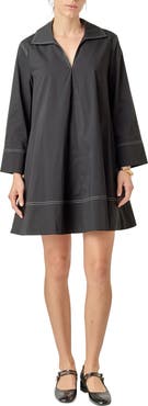English Factory Contrast Stitch Cotton Blend Mini Shirtdress