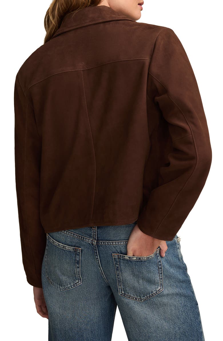 Lucky Brand Button Front Suede Jacket, Alternate, color, Chocolate Brown