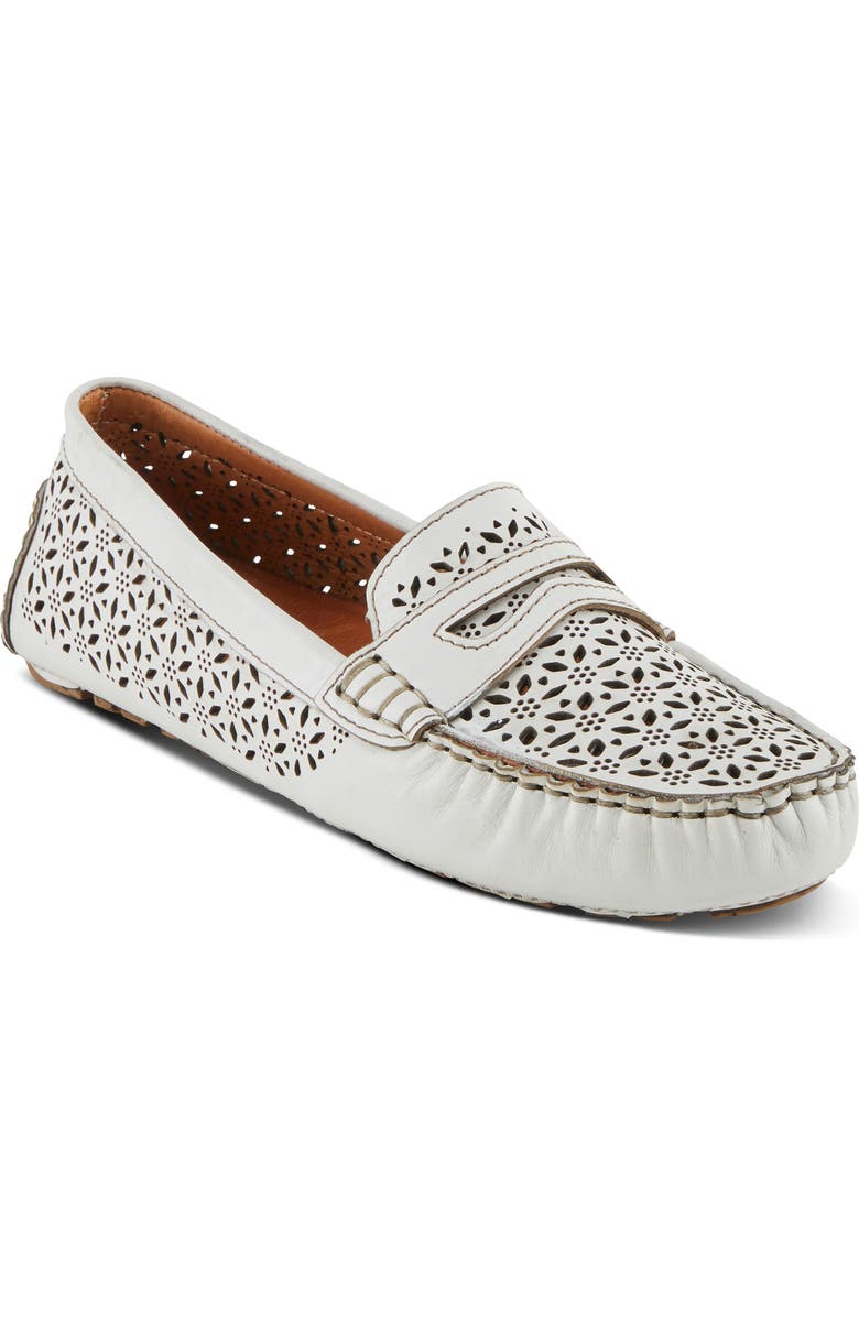 Spring Step Crain Driving Penny Loafer, Main, color, White