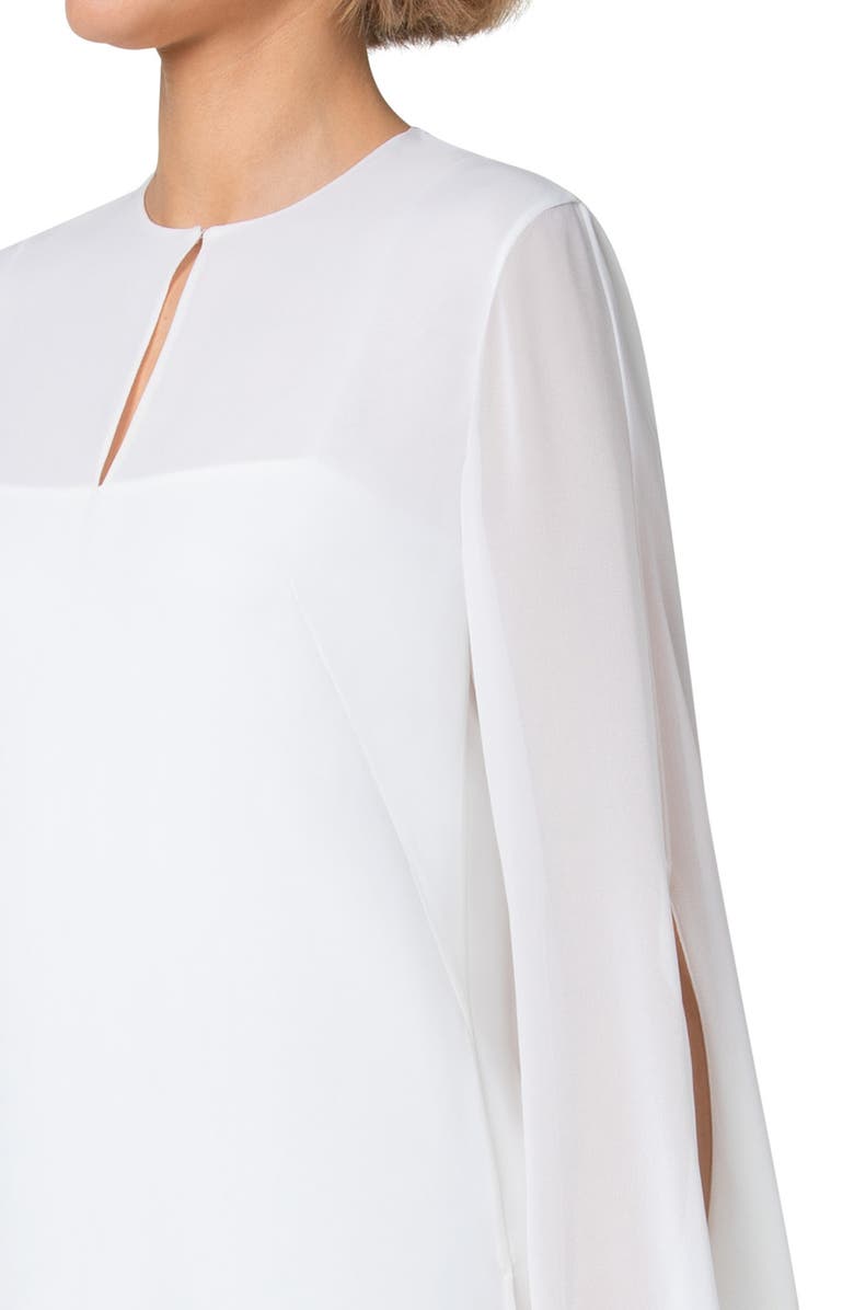 Akris Split Sleeve Silk Georgette Top, Alternate, color, Ecru