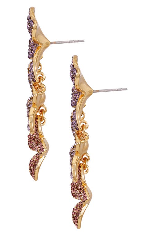 Guess Crystal Flower Linear Drop Earrings In Gold