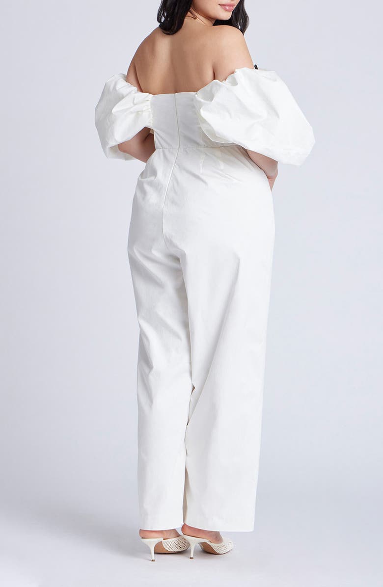 ELOQUII Off the Shoulder Jumpsuit, Alternate, color, 