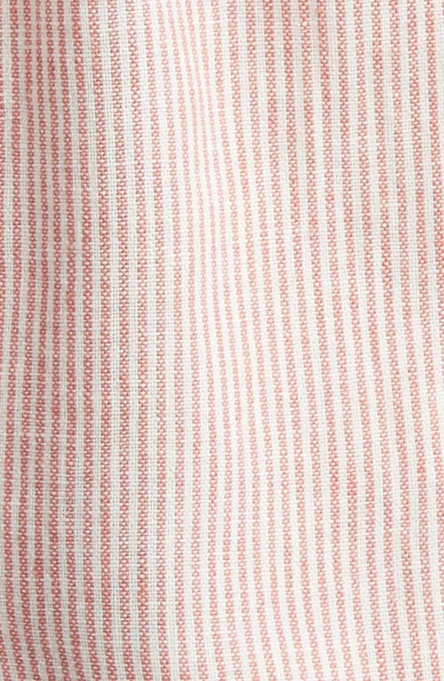 Caslon Stripe Long Sleeve Linen Blend Romper In Pink- Ivory Leah Stripe
