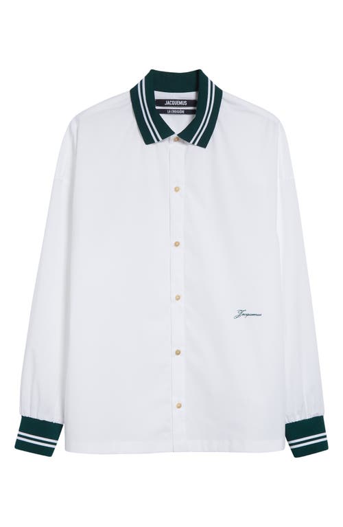 Jacquemus La Chemise Baseball White Shirt With Embroidered Logo On The Front In Cotton Man In White