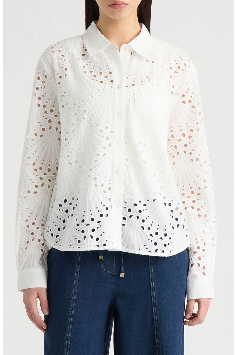 Eyelet Shirt, Main, color, WHITE