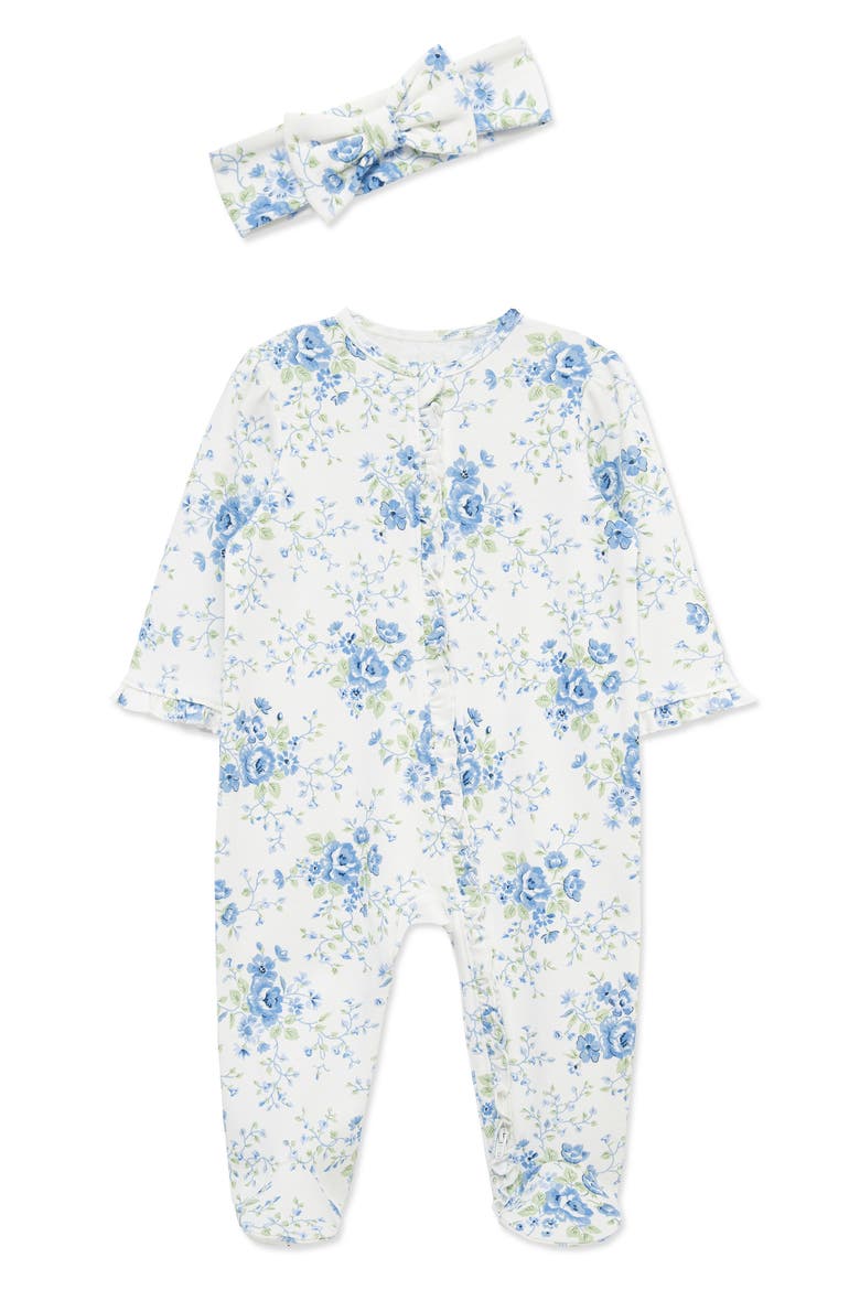 Blue Floral Footie & Headband Set (Nordstrom Exclusive), Main, color, FLORAL