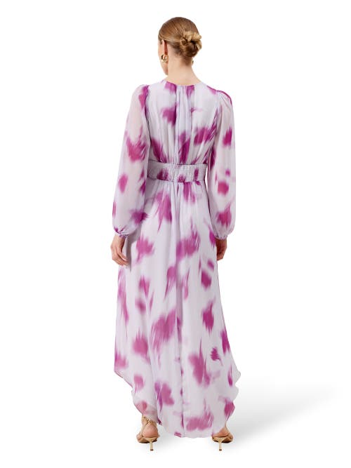 Ro&zo Anya Blurred Floral Smock Waist Dress In White