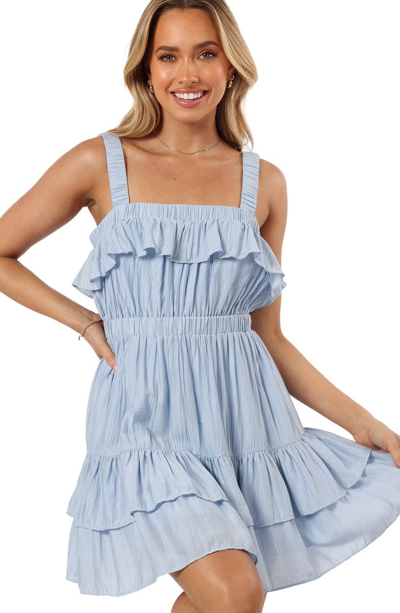 Petal & Pup Jane Ruffle Cutout Minidress, Alternate, color, Blue