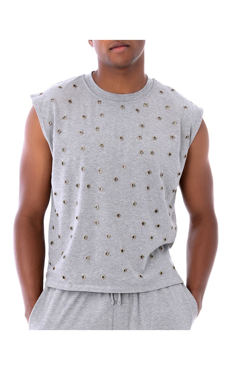 Dai Moda Mays Star Grommet T-shirt, Main, color, Grey