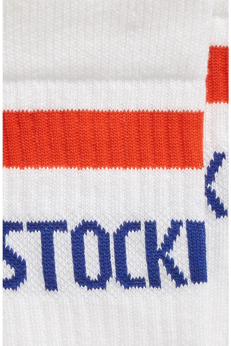 Stripe Logo Crew Socks, Alternate, color, WHITE