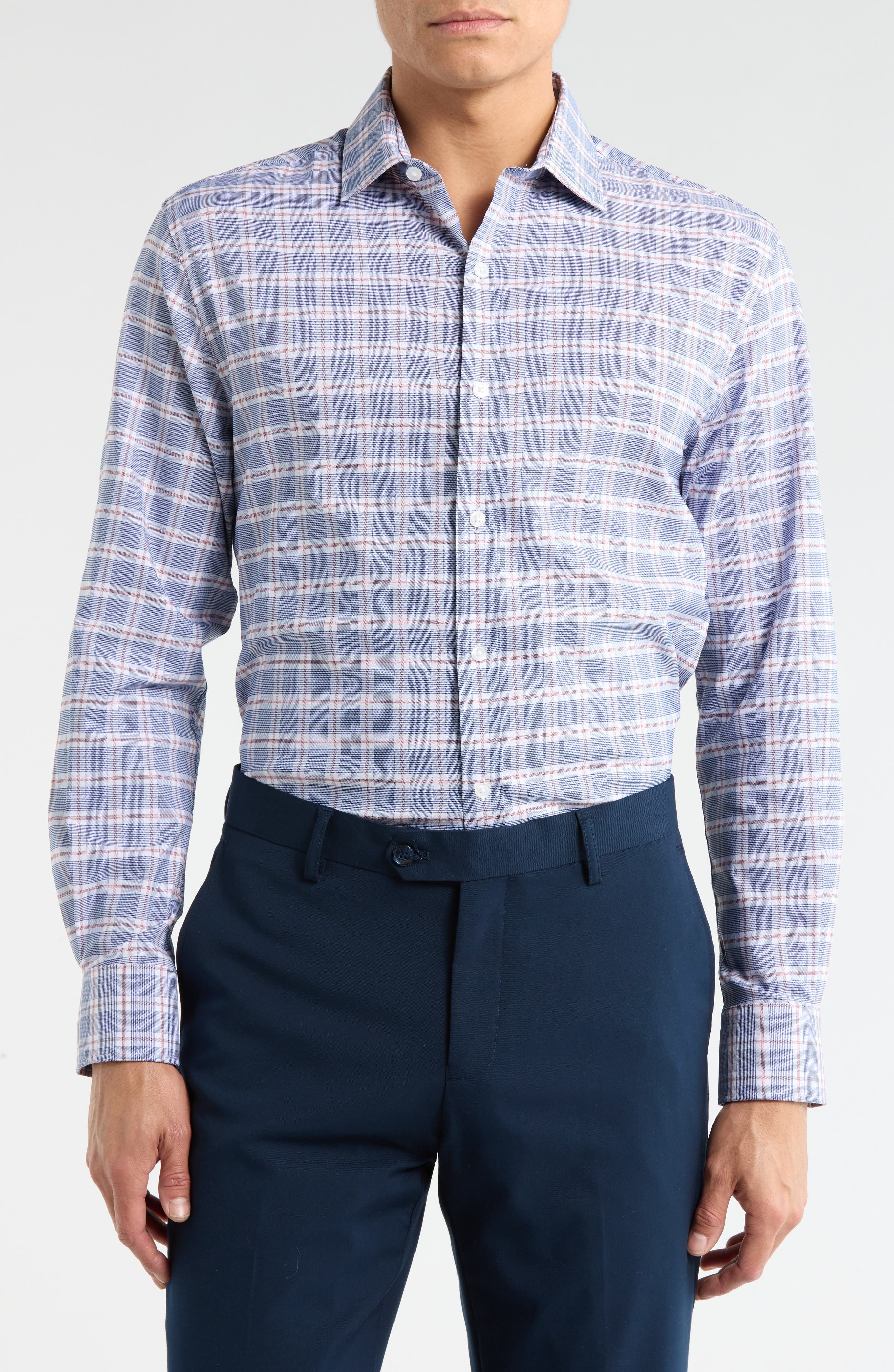 Tommy Hilfiger All Season Slim Fit Plaid Dress Shirt