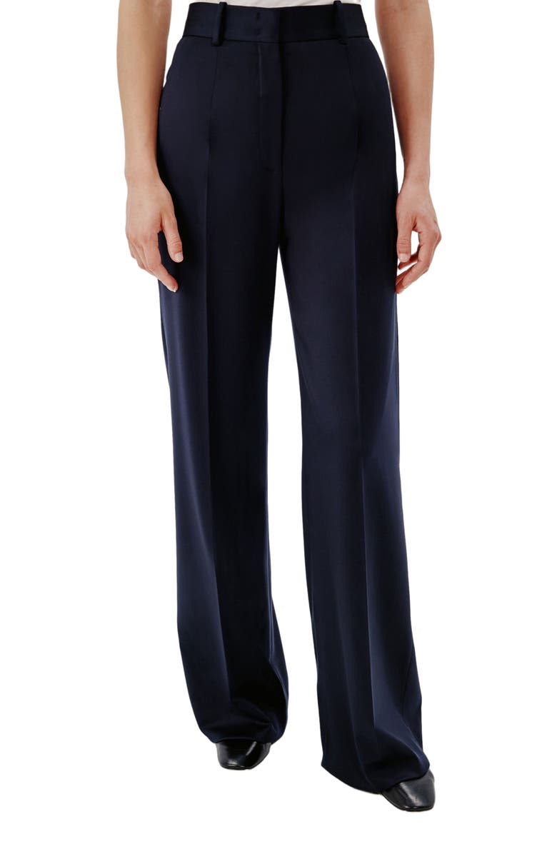 Another Tomorrow WIDE LEG SUIT PANT, Alternate, color, Navy