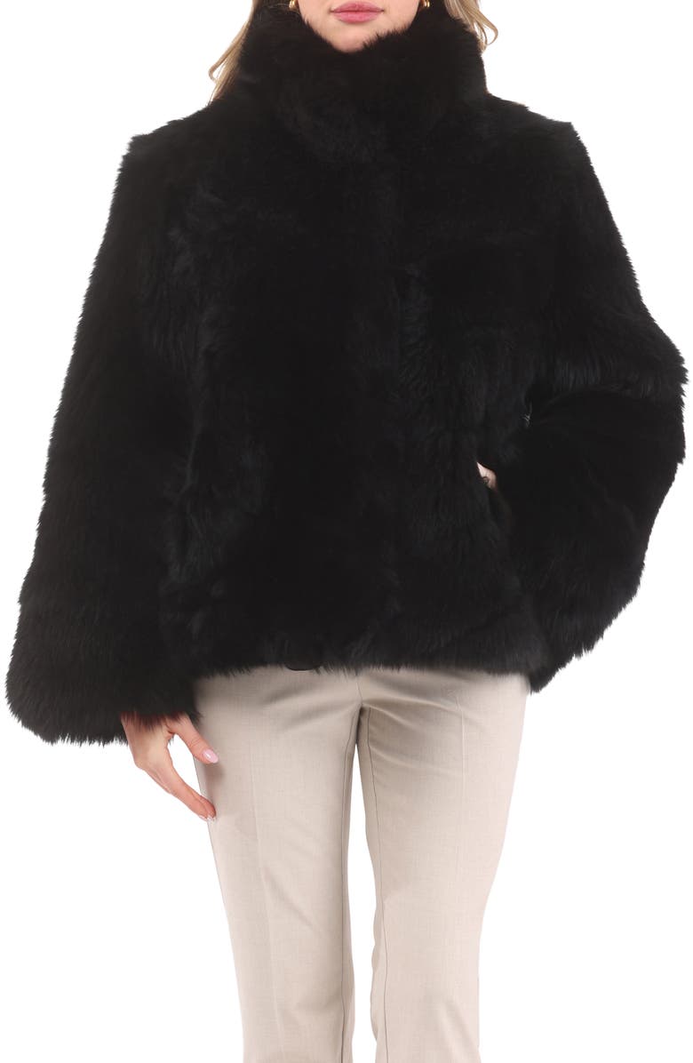 GORSKI Genuine Shearling Chevron Jacket, Horizontal Bottom and Reversible, Alternate, color, Black/Black