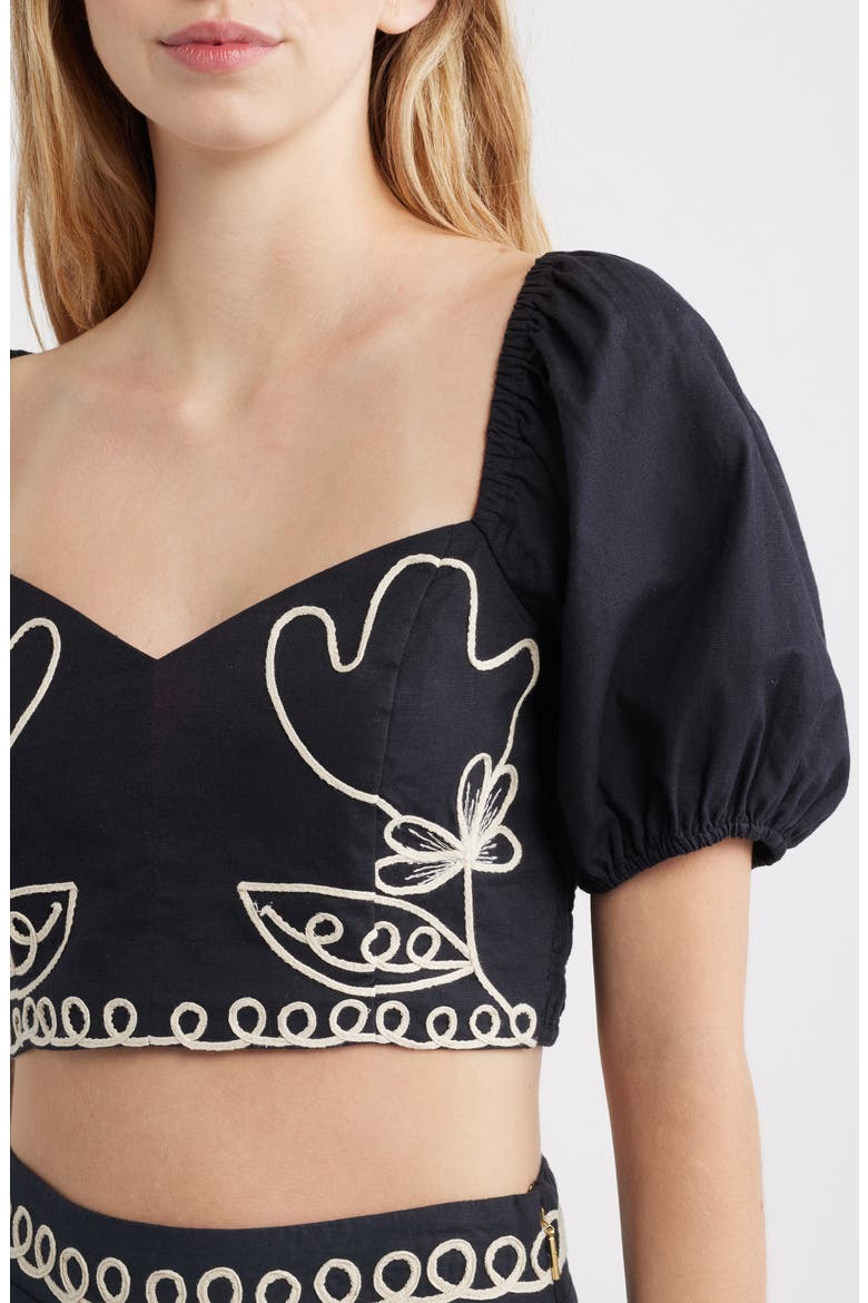 Anca Embroidered Crop Top, Alternate, color, BLACK